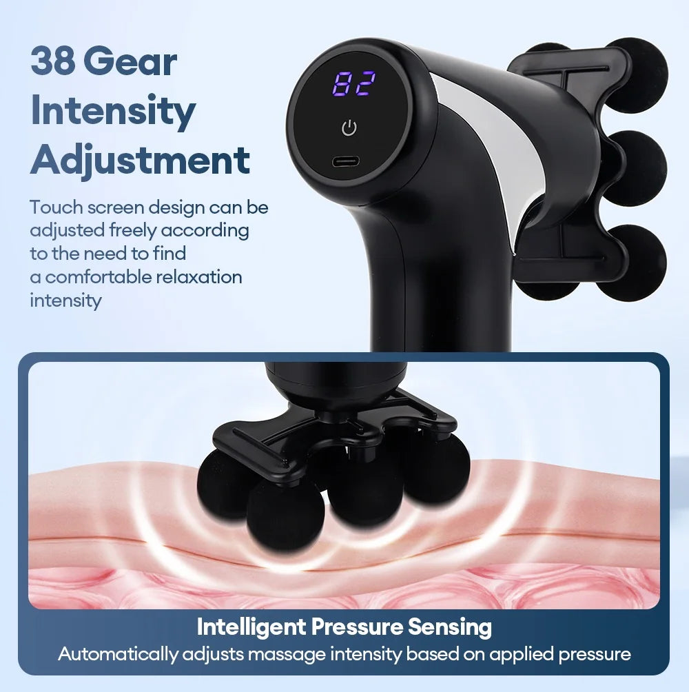 Portable Massage Gun 38 Gears Adjustment Intelligent Pressure Sensing Wireless Massager for Neck Back Leg Body Muscle Massager