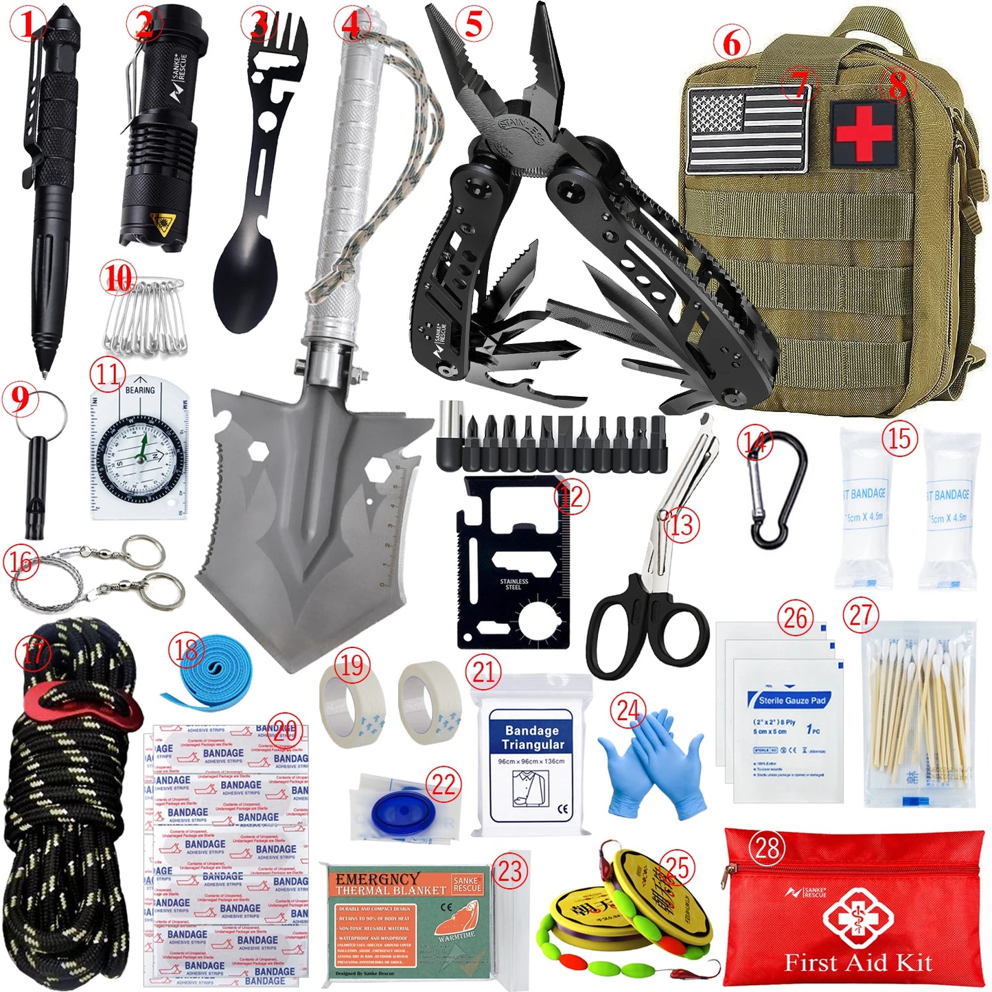 Top-Rated Car Survival First Aid Kit Full Molle Outdoor Emergency Trauma Pack for Camping Hiking IFAK EDC Essentials