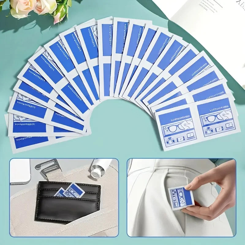 100 Disposable Eyeglass Cleaning Wipes - Individually Packaged, Suitable for Eyeglasses, Smartphones, Tablet Screens - Special for Sensitive Surfaces, No Residue, Phone Screen Cleaning