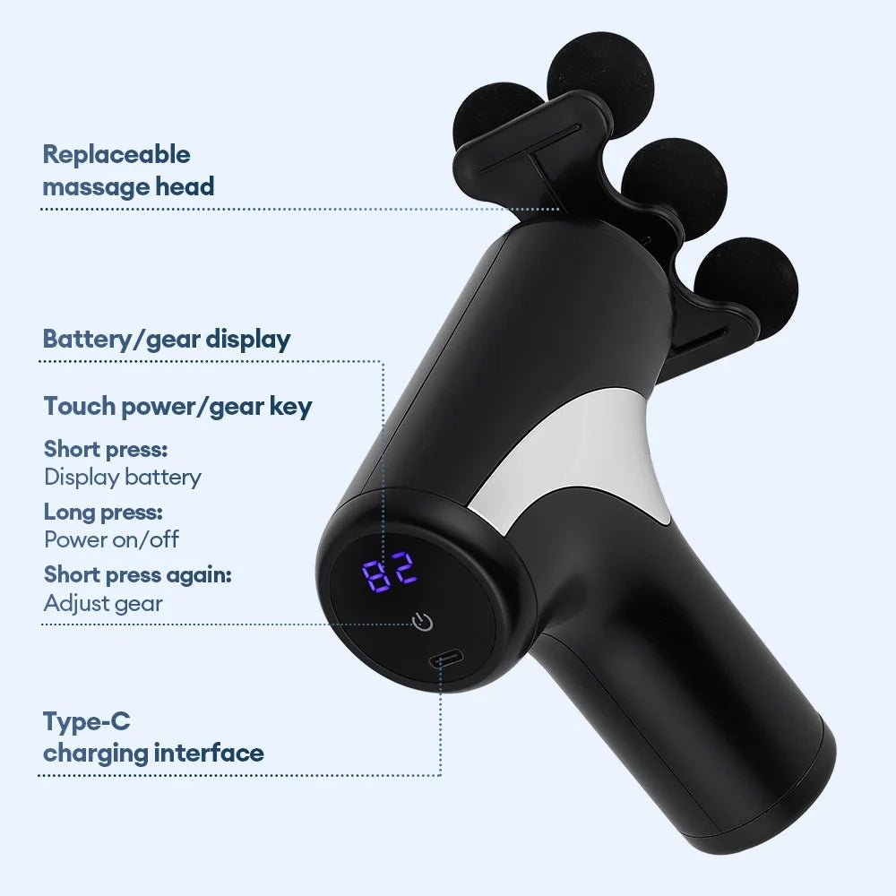 Portable Massage Gun 38 Gears Adjustment Intelligent Pressure Sensing Wireless Massager for Neck Back Leg Body Muscle Massager