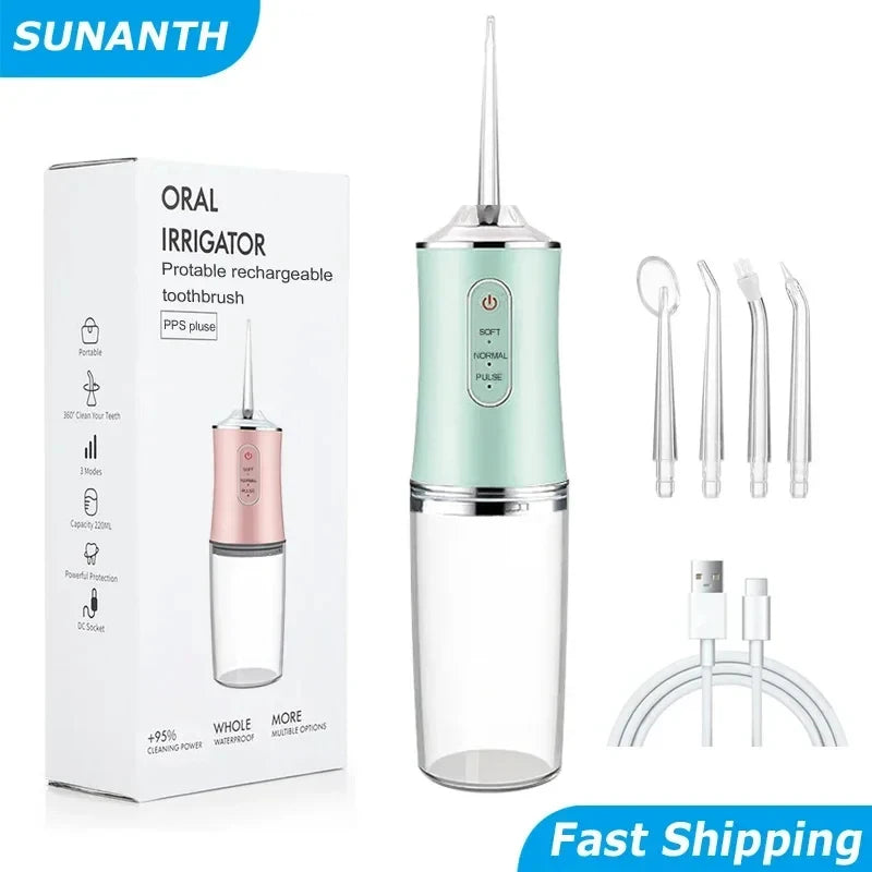 Cordless Water Flosser, Professional Portable Rechargeable Oral Irrigator IPX7 Waterproof with 3 Modes Teeth Cleaning Tool