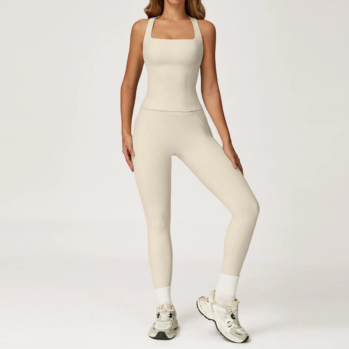 Yoga Set 2 Pieces Workout Outfits Women Clothes Fitness Sportswear Gym Tracksuit High Waist Leggings Sports Bra Athletic Wear