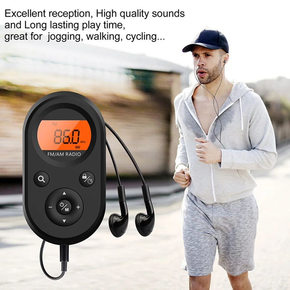 Portable Pocket Radio, Rechargeable AM/FM Radio with Long Battery Life, Stereo Earphone, Sleep Timer, Small Digital Transistor
