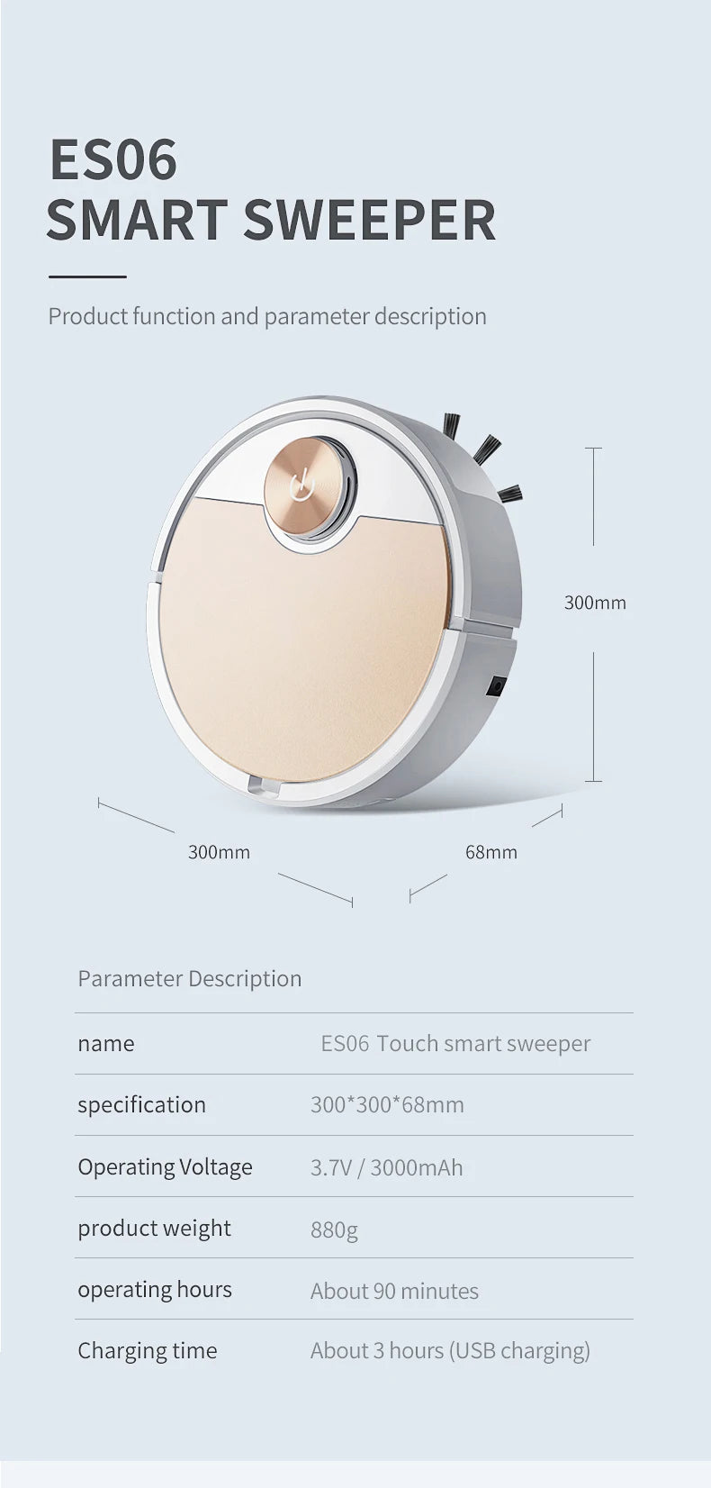 New ES06 Robot Vacuum Cleaner APP Wireless Cleaning Machine Smart Remote Control  Sweeping Floor