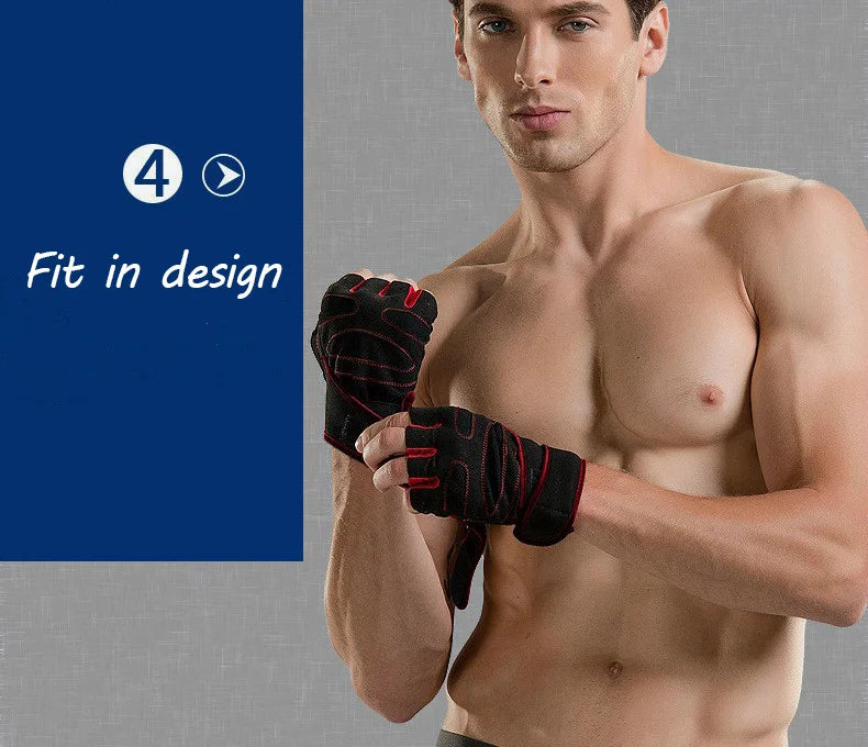 Gym Gloves for Men Women Fitness Weight Lifting Wristband Gloves Body Building Training Sports Exercise Cycling Glove Shockproof