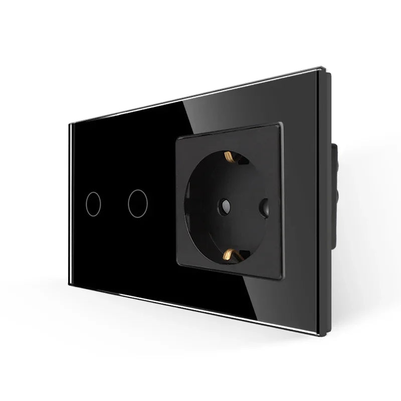 Bingoelec Black Sockets And Switches With Crystal Glass Panel Home Improvement