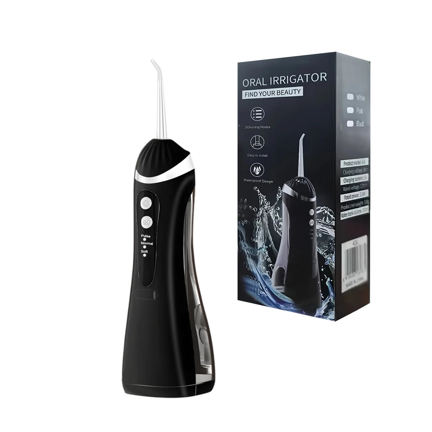 A16 Portable Cordless Water Flosser 3 Cleaning Modes Waterproof Rechargeable 4 Nozzles Dental Cleaner for Gum Health