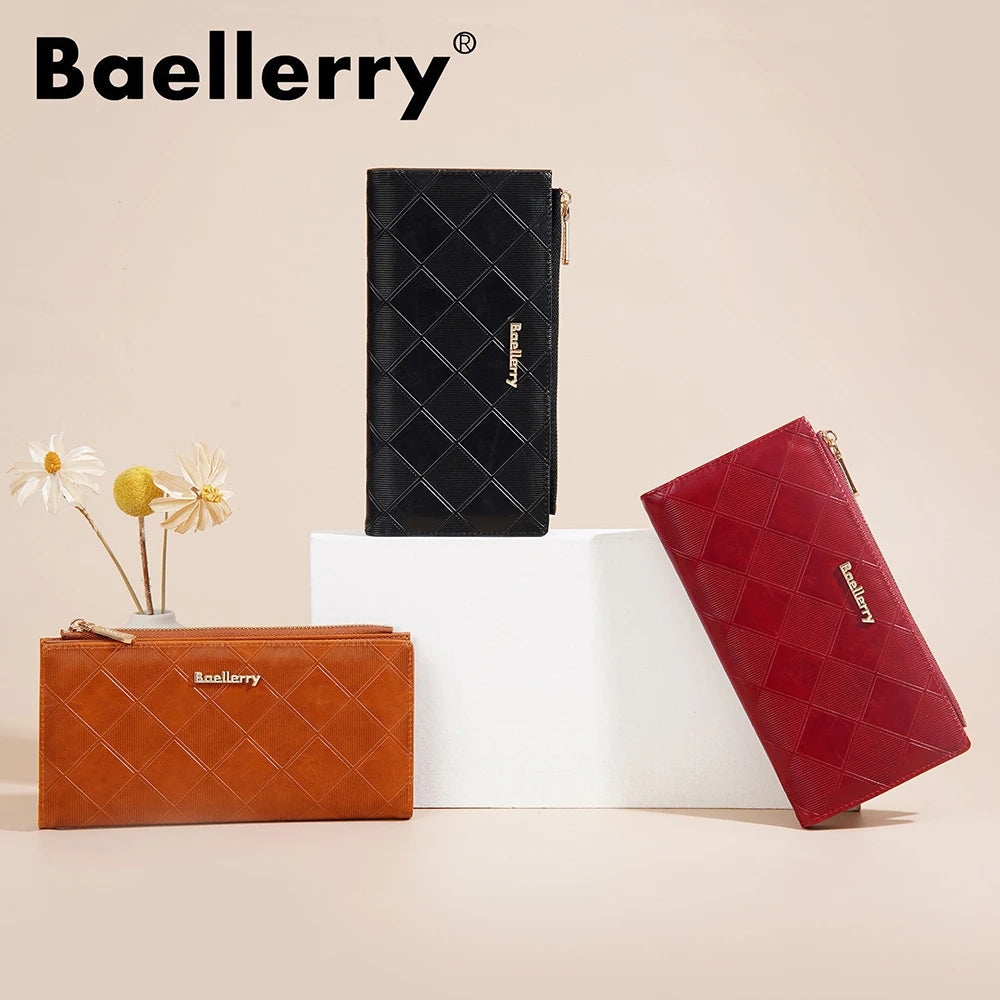 Baellerry Korean Style Small Wallet Women - PU Leather Zipper Pocket, Mini Card Holder for Daily Essentials