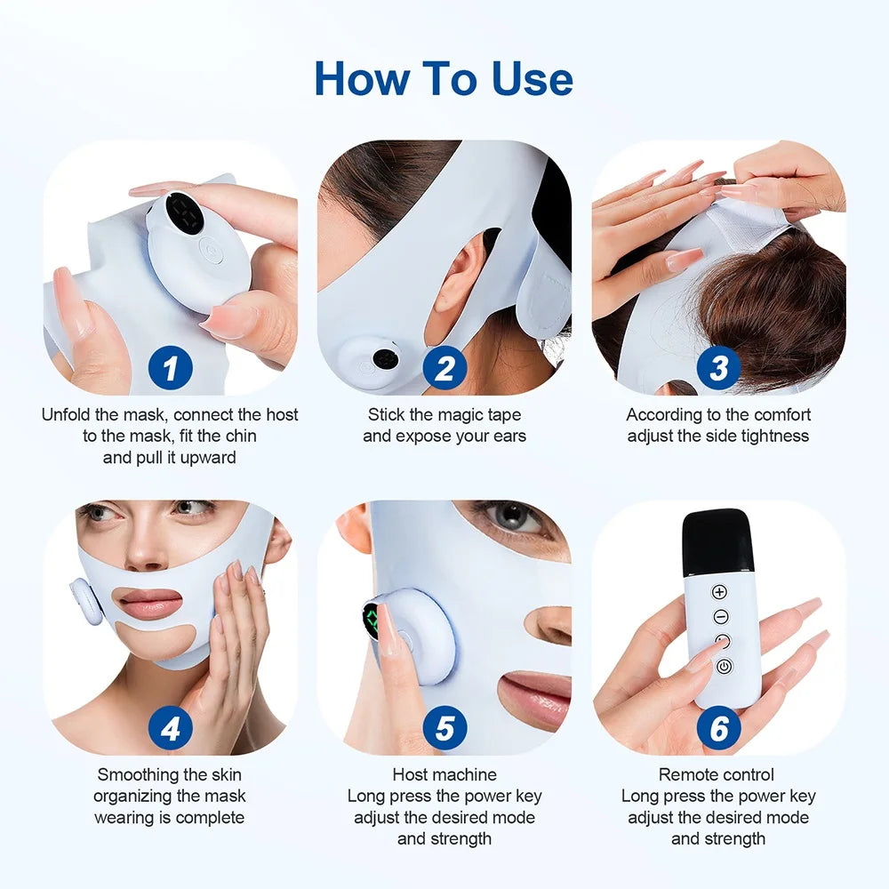 Electric Face Slimming Bandage V Line Chin Strap Facial Shaping Massager Edema Removal Mask V Line Lift Up Belt