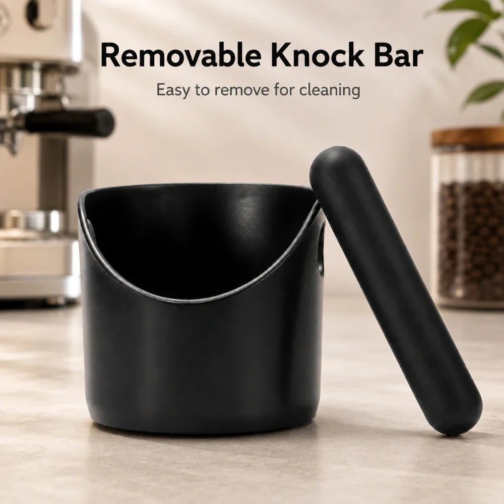 Compact Espresso Knock Box Mini ABS Coffee Grounds Container with Knock Bar for Portafilter Home Coffee Station Countertop Bin
