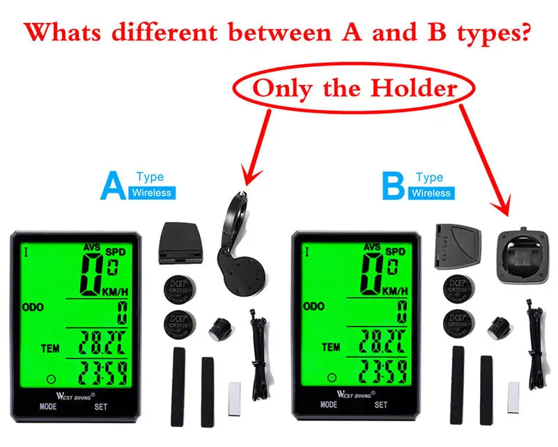 WEST BIKING Bike Compuer Stopwatch IPX6 Waterproof 2.8In Cycling Speedometer Wireless Multifuction 2 Backlight Modes Odometer