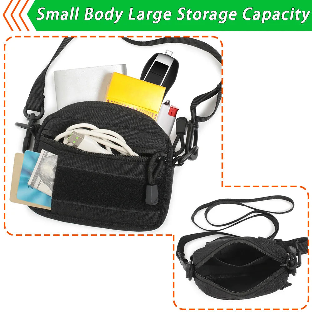 Tactical Crossbody EDC Pouch Compact Molle Waist Pack & Shoulder Bag 600D Nylon Organizer for Daily Essentials & Gadgets