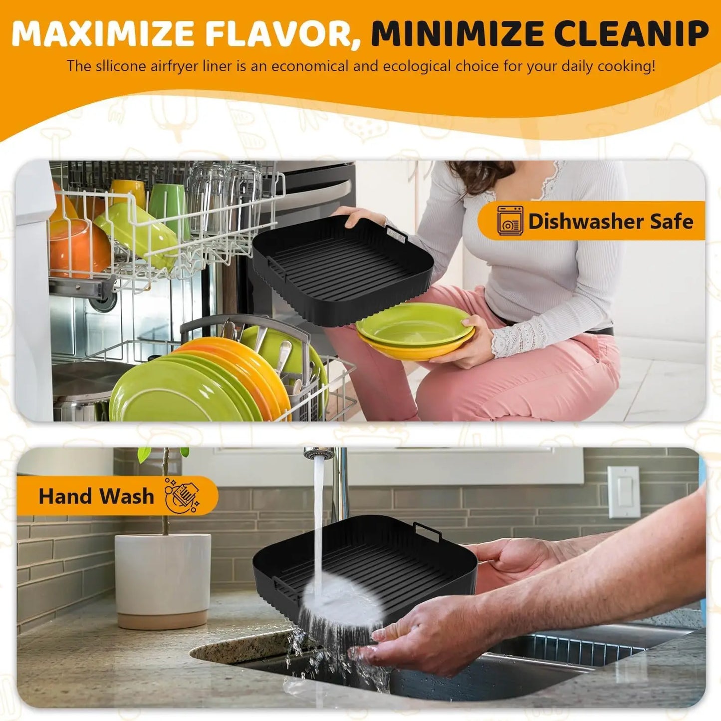 Top-Rated Silicone Baking Tray Square Mat for COSORI Air Fryer Non-Stick Reusable Accessory