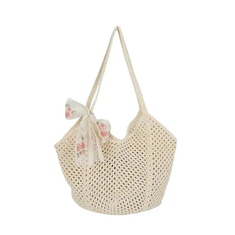 Woven Large Capacity Women's Shoulder Bag Handmade Perfect for Beach Adventures and Daily Essentials