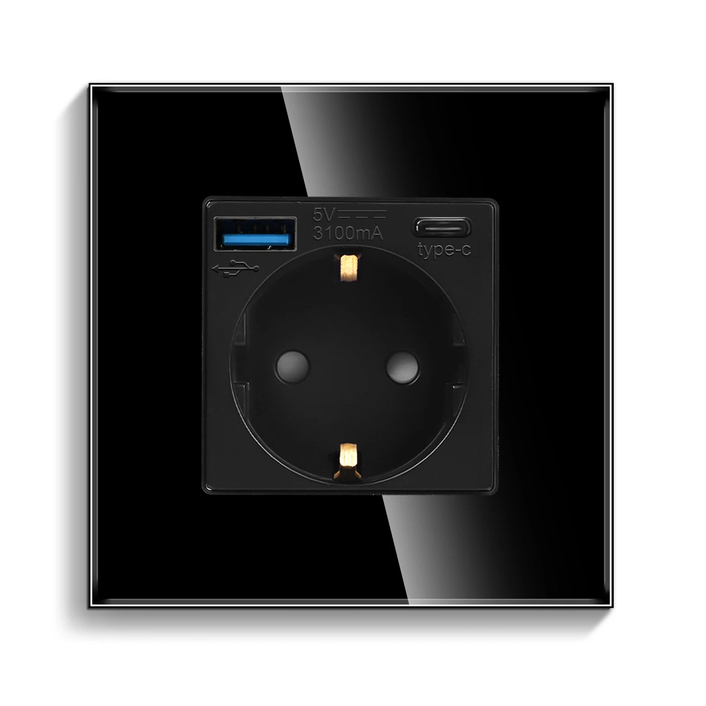 Bingoelec Black Sockets And Switches With Crystal Glass Panel Home Improvement
