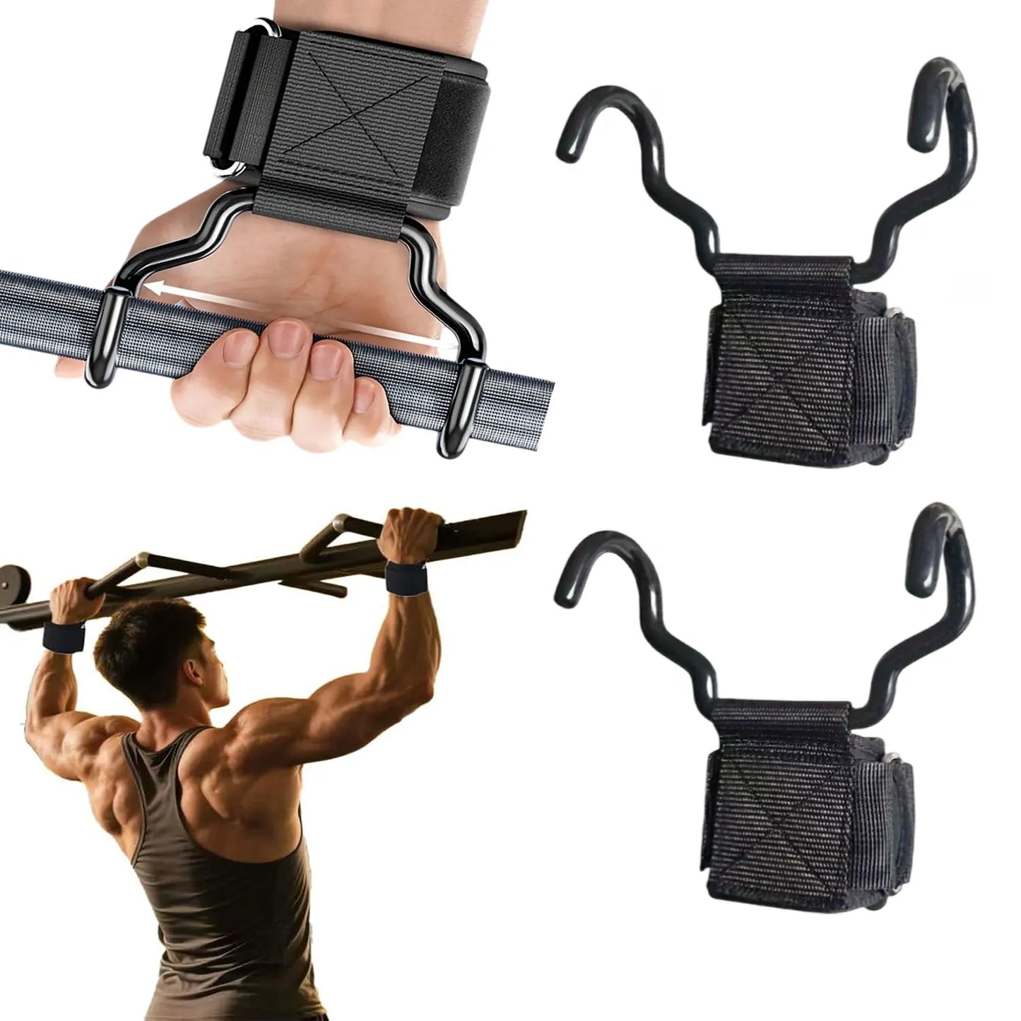 Thickened Weight-Bearing Grip Strength Assistance Hook, Home Gym Weightlifting Training Equipment, Upper Limb Muscle Strength Ex