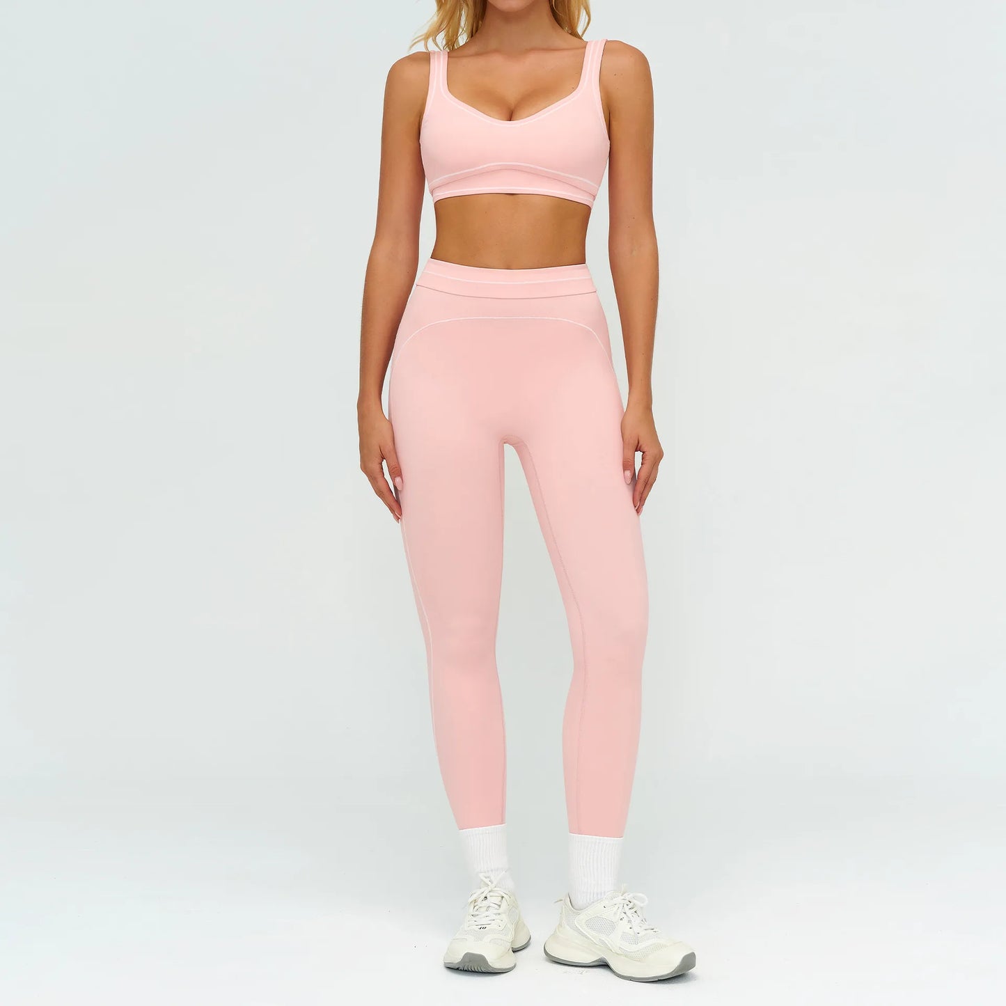 Yoga Set 2 Pieces Women Tracksuit Workout Outfits Fitness Sportswear Gym Clothes High Waist Leggings Sports Bra