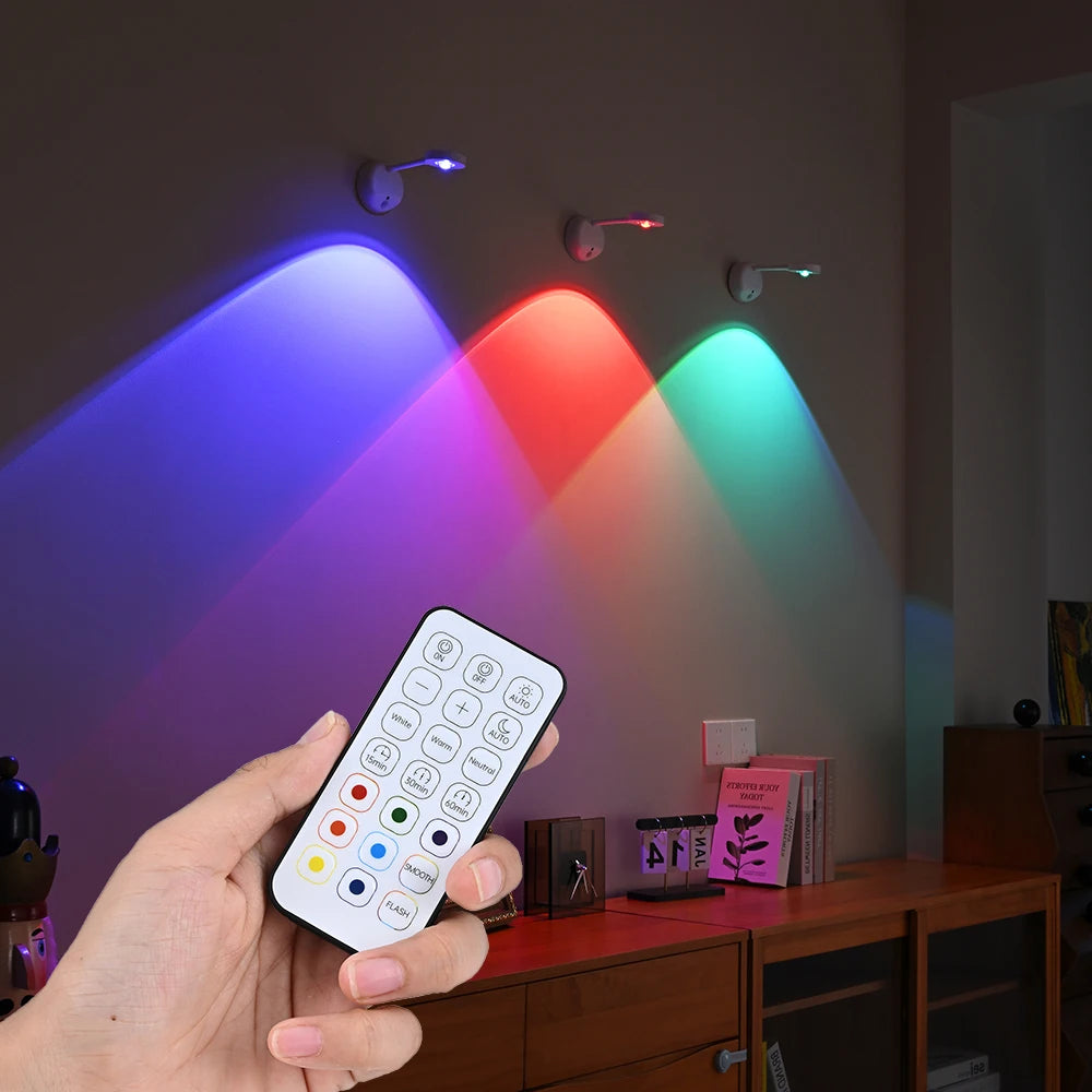 KFV Wireless Wall Light Rechargeable Poster Light Intelligent Human Sensing Dimmable Led RGB Spotlight Lighting Pictures Light