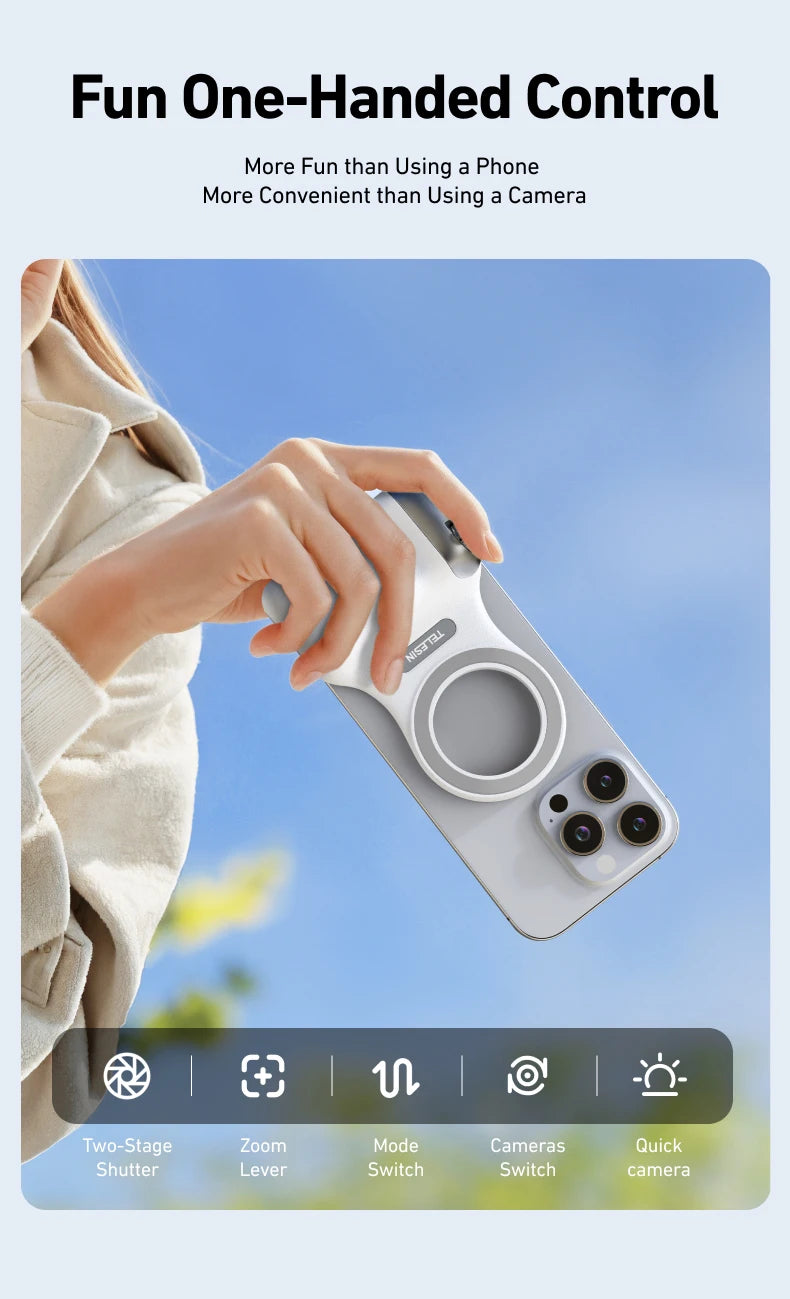TELESIN Phone Camera Shoot Hand Grip Magnetic Smart Phone Holder