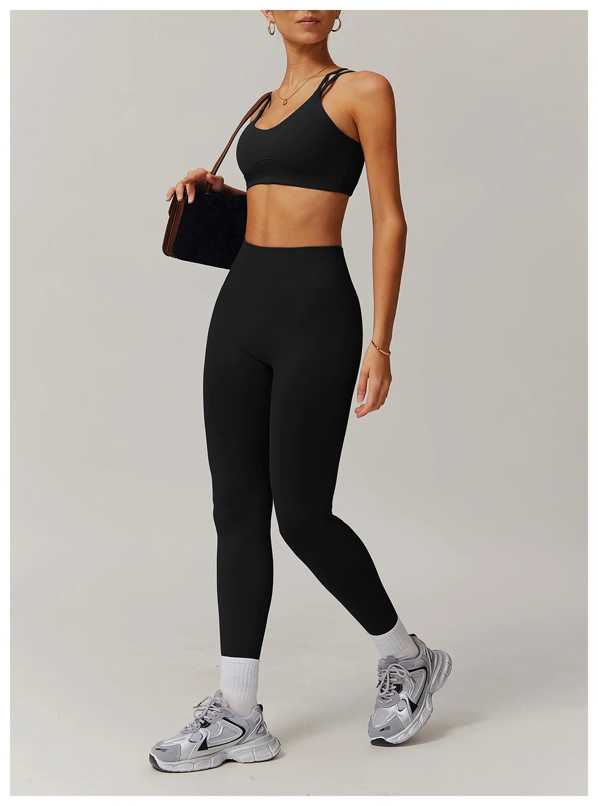 Naked Feeling Yoga Set Women Gym Workout Clothes Padded Sports Bra Outdoor Fitness