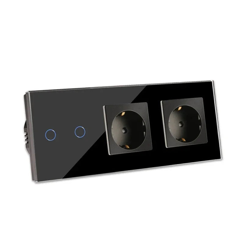 Bingoelec Black Sockets And Switches With Crystal Glass Panel Home Improvement