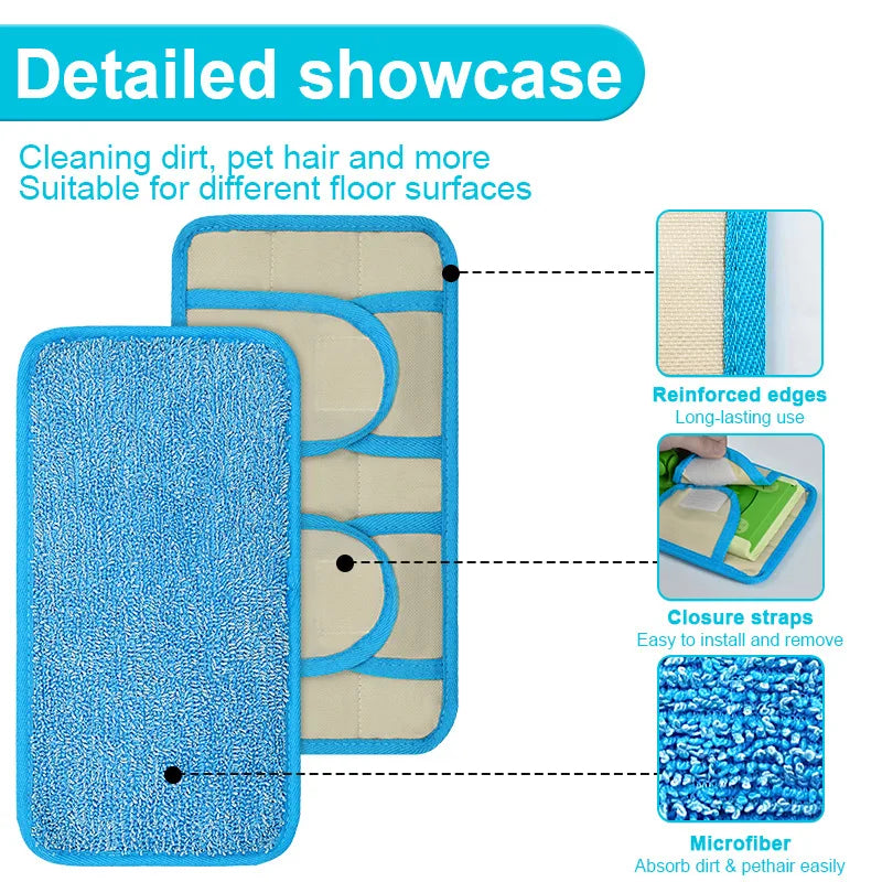 1 Pack Microfiber Flat Mop Replacement Pad Reusable Washable Wet Dry Floor Cleaning Mop Cloth High Absorbency Home Cleaner