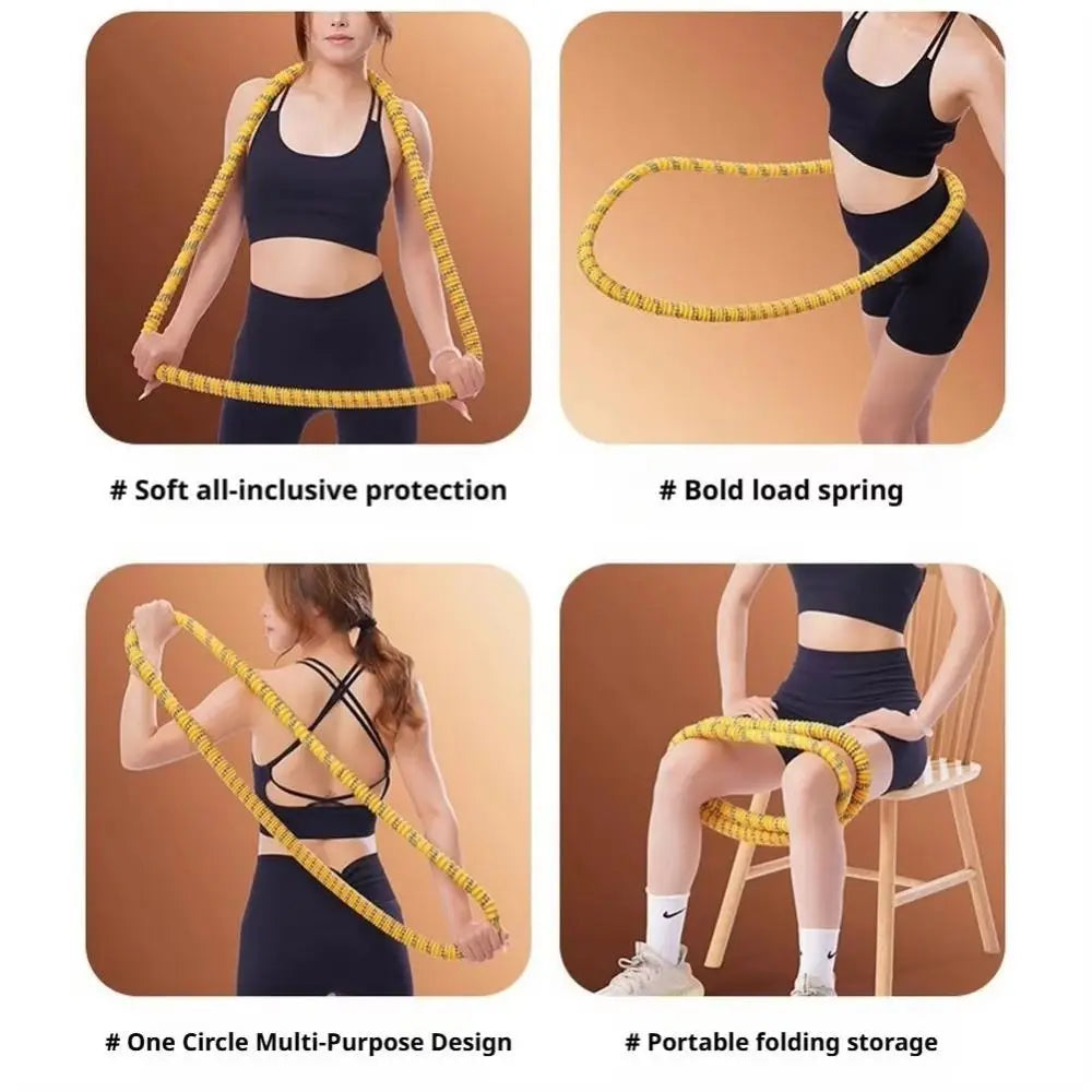 Portable Fat Burning Sports Hoop Foldable Soft Spring Spring Tube Yoga Circle Adjustable Durable Fitness Circle Aerobic Exercise