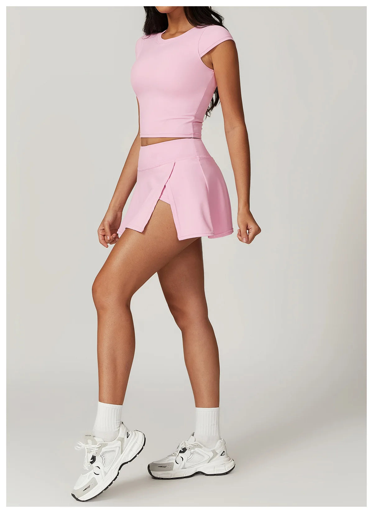 Tight Tennis Skirt Set Yoga Clothing Anti-Shine Bottom Pants Set Quick Dry High Waisted Hip Lifting Running Fitness Exercise Set