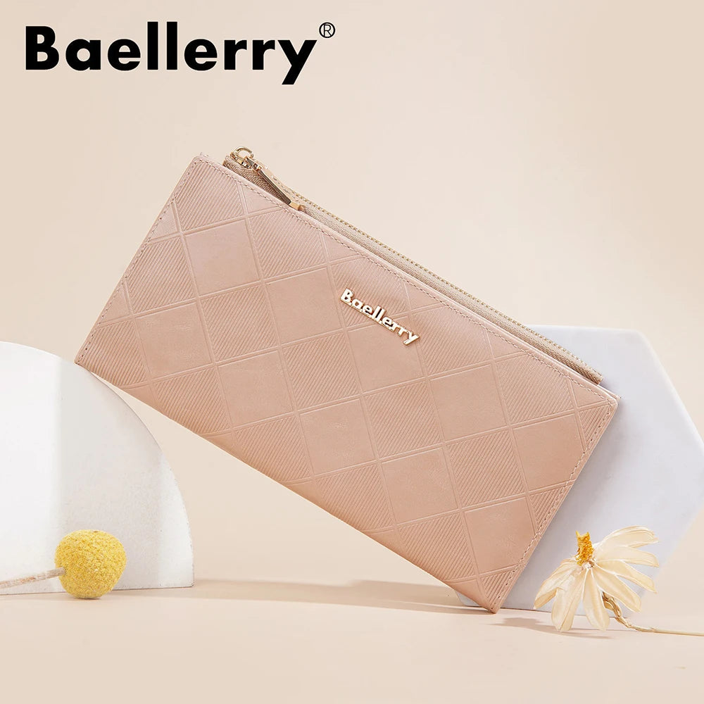 Baellerry Korean Style Small Wallet Women - PU Leather Zipper Pocket, Mini Card Holder for Daily Essentials