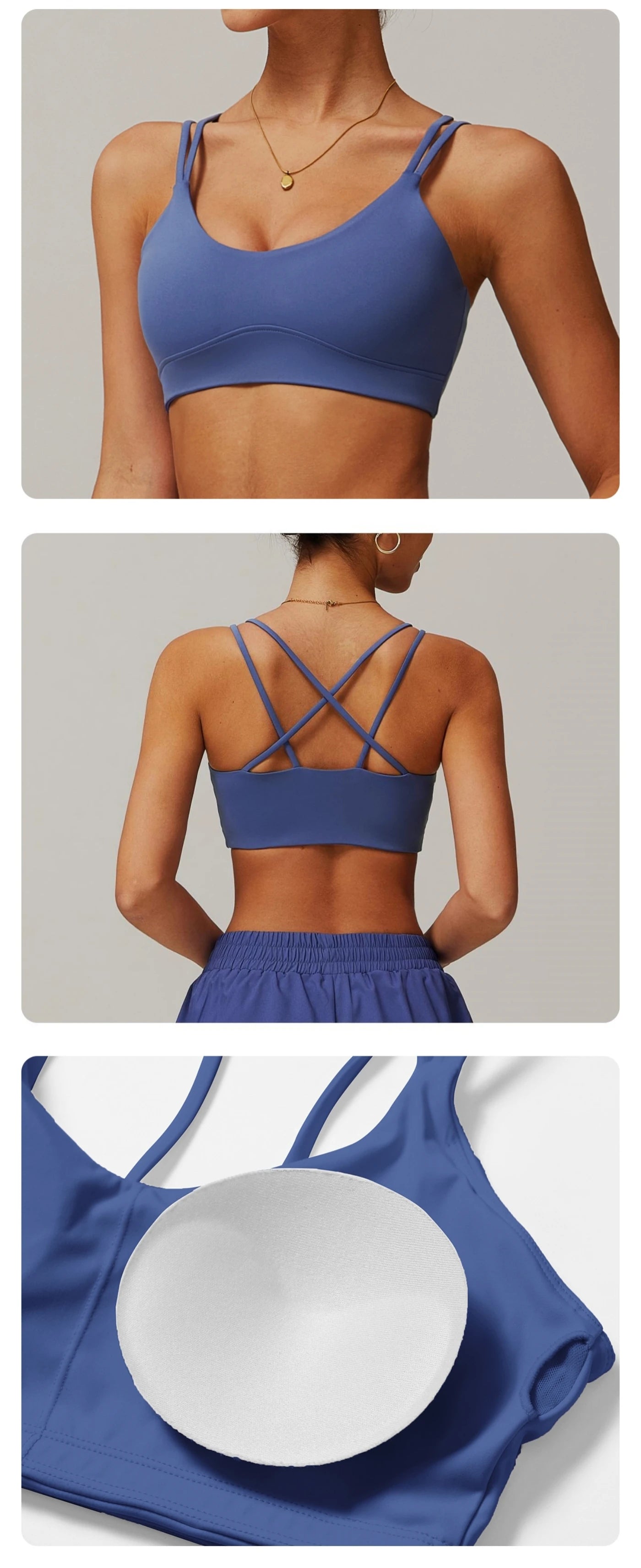 Naked Feeling Yoga Set Women Gym Workout Clothes Padded Sports Bra Outdoor Fitness