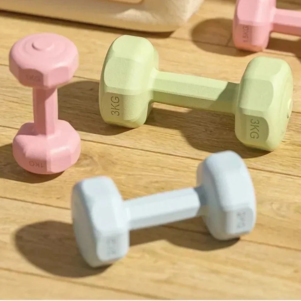 1PC High Quality 1kg Fitness Dumbbell Set PVC Waterproof Non-Slip Anti-Roll Kettlebell Small Dumbbell Women's Fitness
