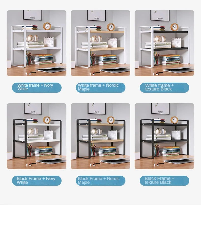 Shelf Desktop Storage  Bookshelf Student Desk Shelves Racks Office Computer Desk Tiered Cabinet Home Storage Holders Organizer