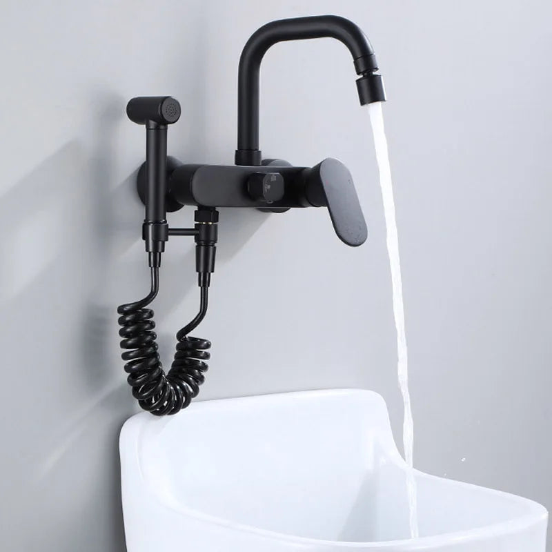 Black Brass Chrome Taps For Kitchen Sink Kitchen Tap Dual Hole Wall Kitchen Mixer Kitchen Faucet torneira cozinha YT6033
