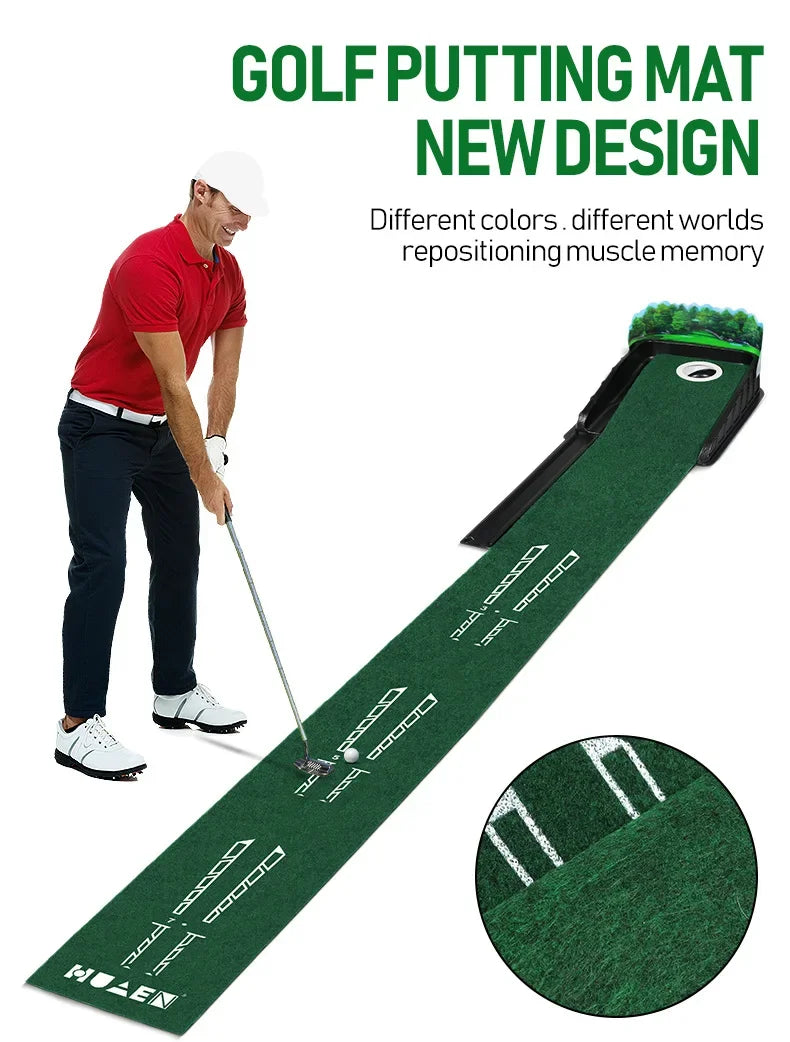 Portable Golf Practitioner Indoor and Outdoor Golf Putting Green Trainer Mat Mini Golf Green Putter Mat Portable For Home Office