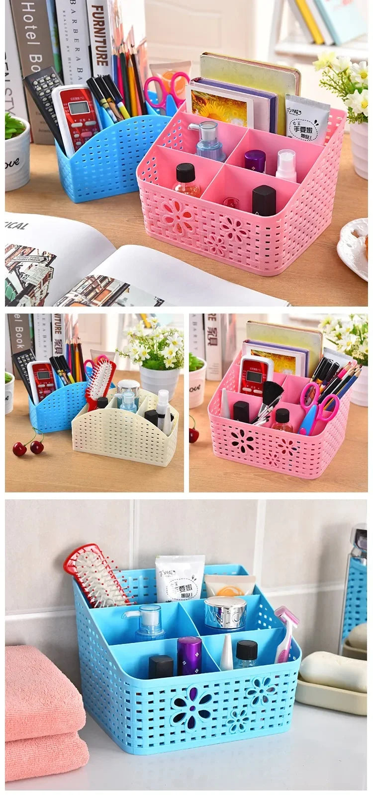 Hot selling Multifuction Home Office Desk Storage Boxes Plastic Organizer decoration basket pencil Phone Holder ZL301-5