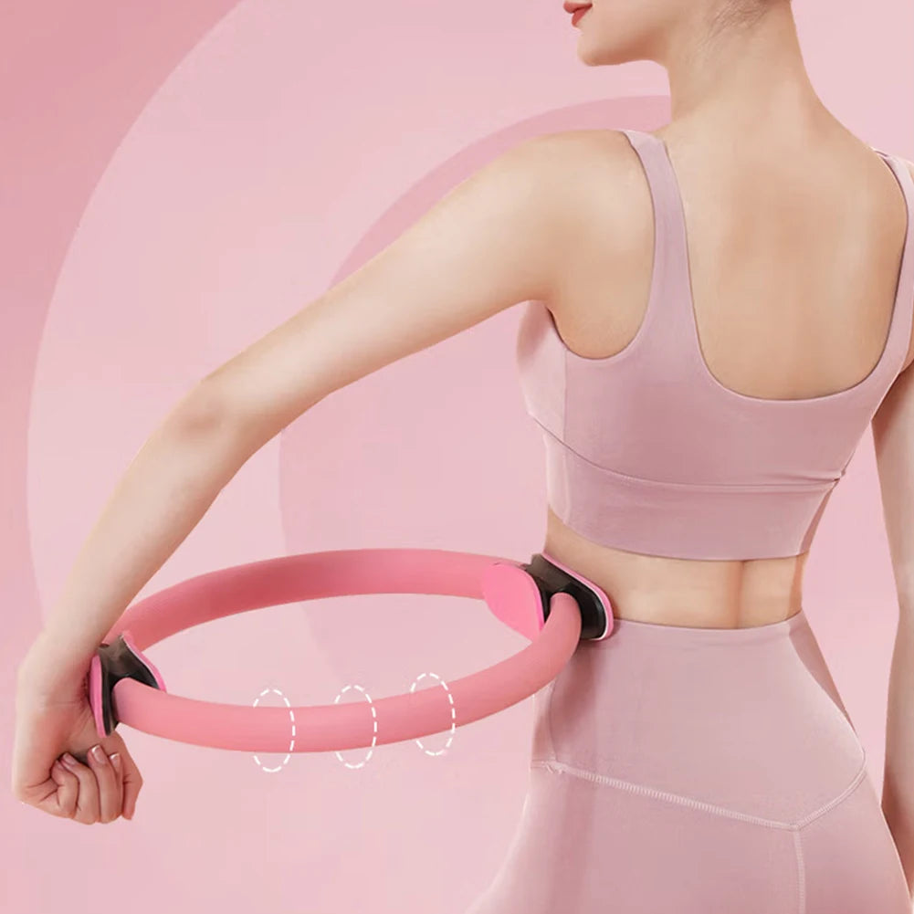 Pilates Ring Fitness Circle with Non Slip Handles Flexible Resistance Exercise Equipment for Toning Inner & Outer Thighs