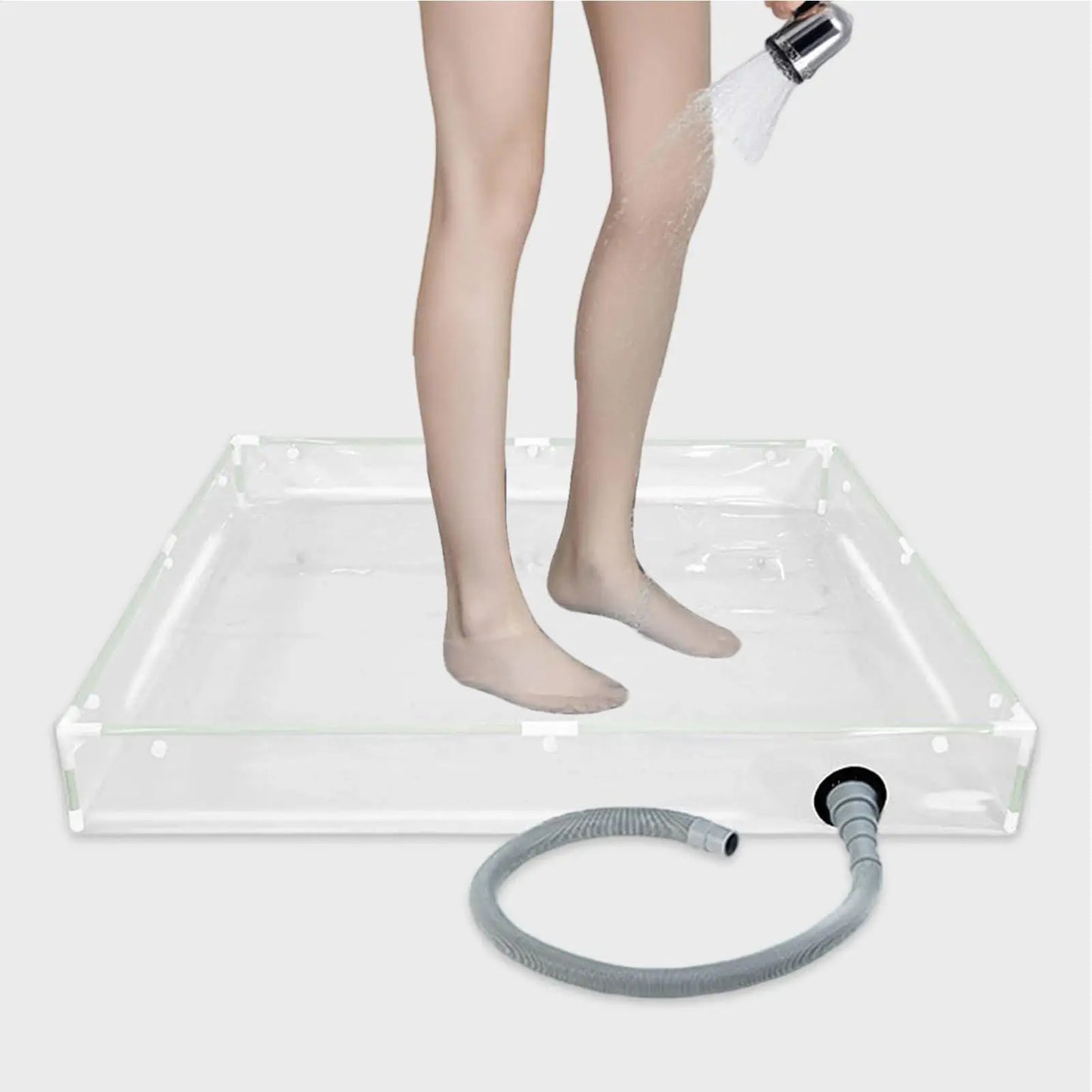 portable shower pan Portable PVC Bathing Tray Outdoor Base Shower Tub for RV Motorhome Trailer Tent Camping Hiking