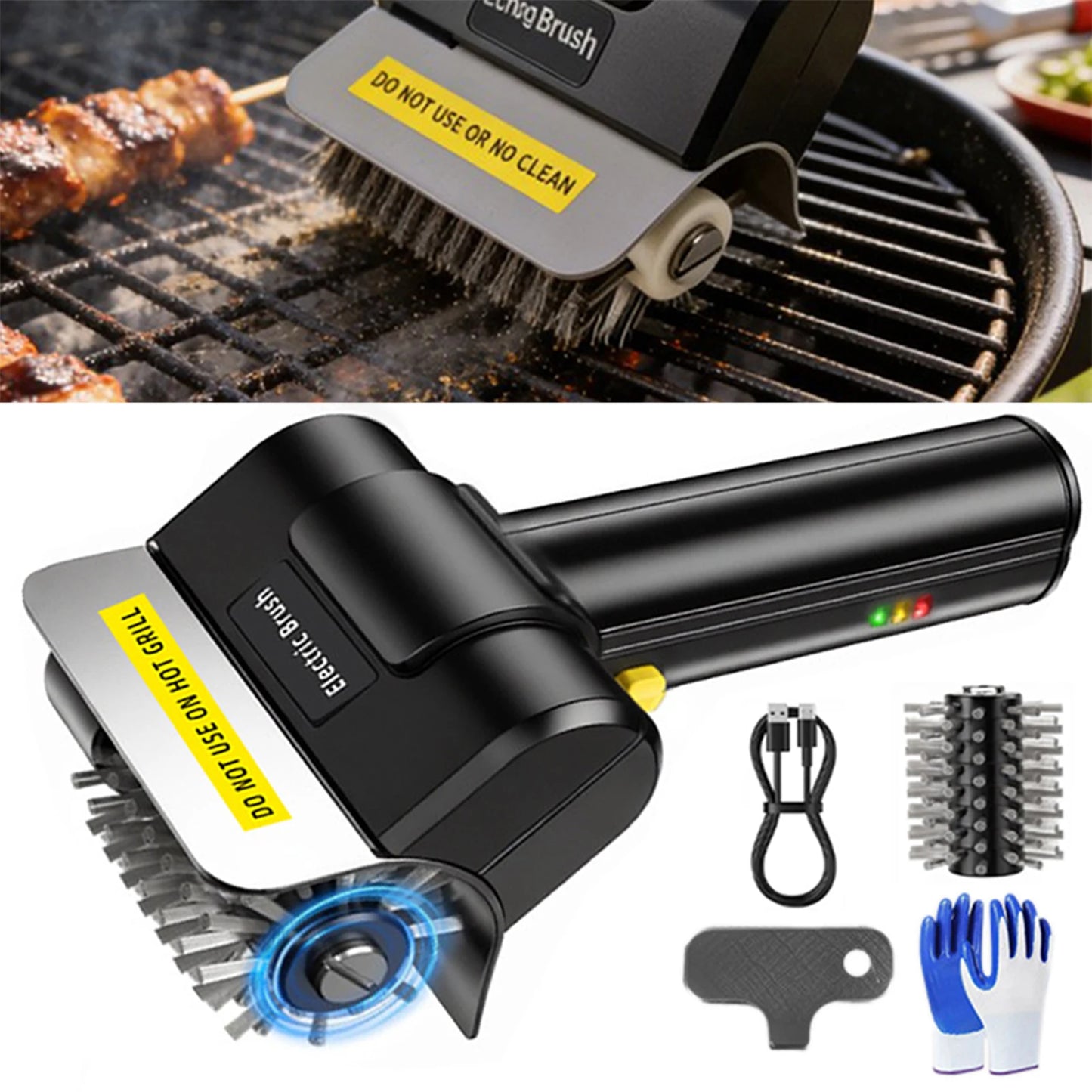 Electric Grills Brush Cordless BBQ Cleaning Brush Stainless Steel Bristles Powerful Scrubber for Outdoor Barbecue BBQ scraper
