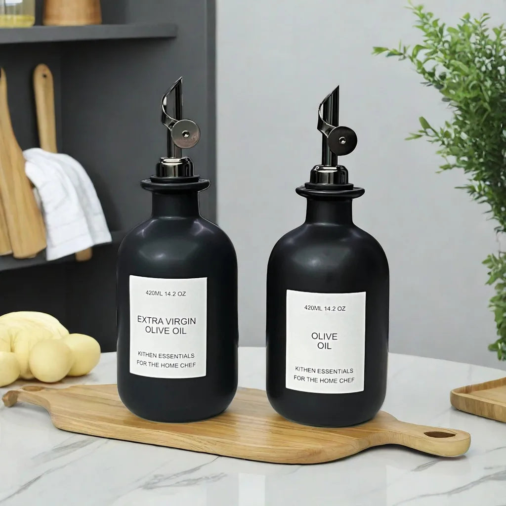 Household ceramic soy sauce bottle leakproof automatic open oil bottle leakproof household kitchen seasoning utensils