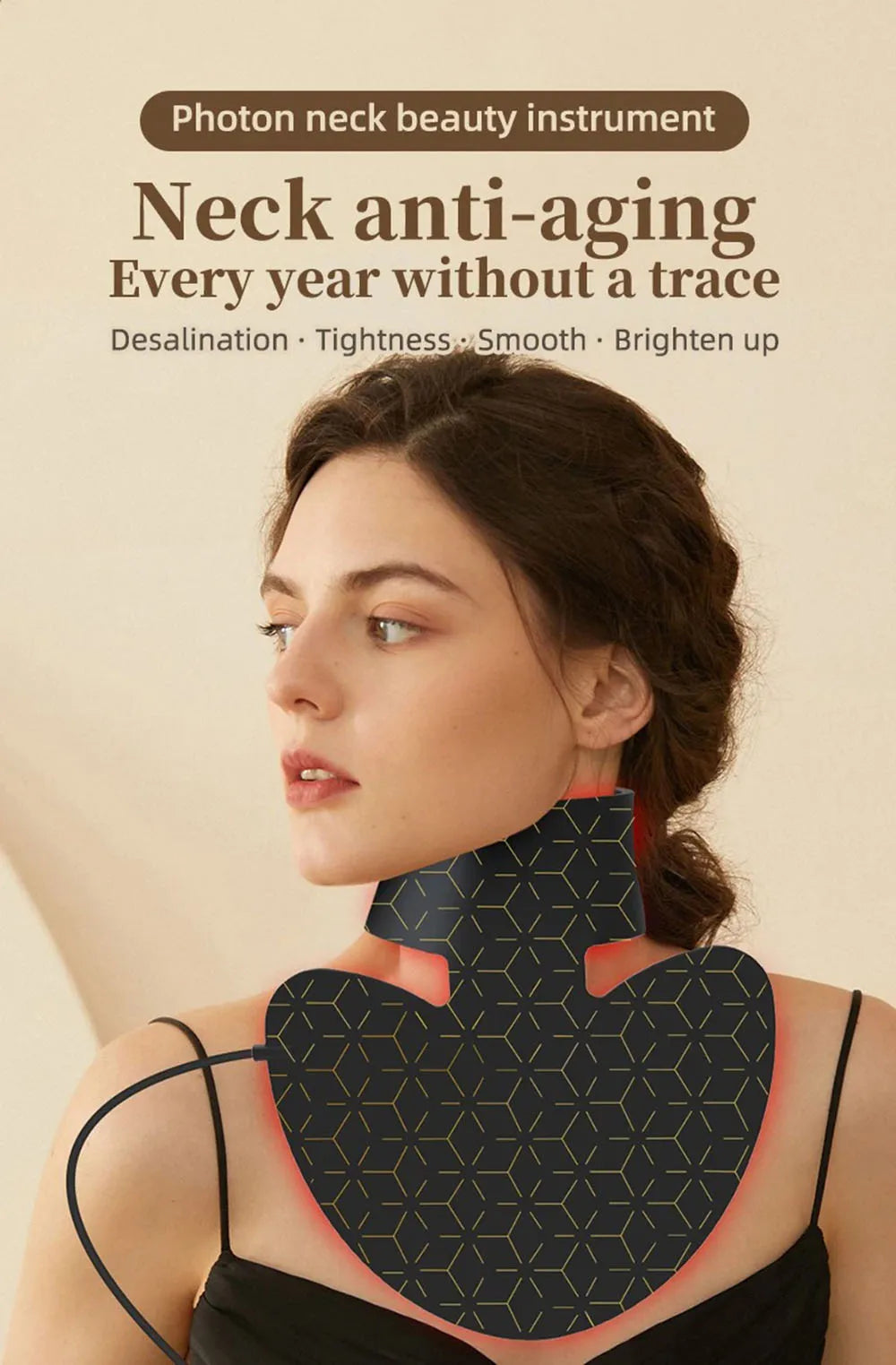 LED Neck Beauty Device Photon Mask With 4 Color Light Waves