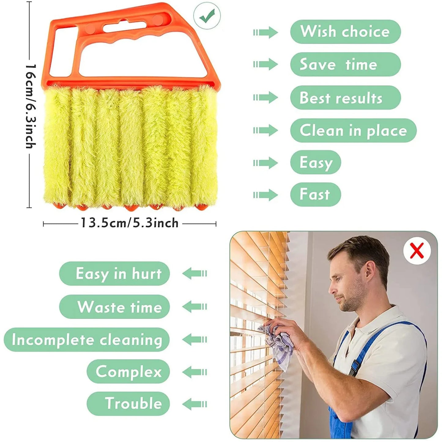 Household Cleaning Brush Dust Removal Dusters Cleaning Tools Removable Machine Washable Microfiber For Windows Curtains Blinds