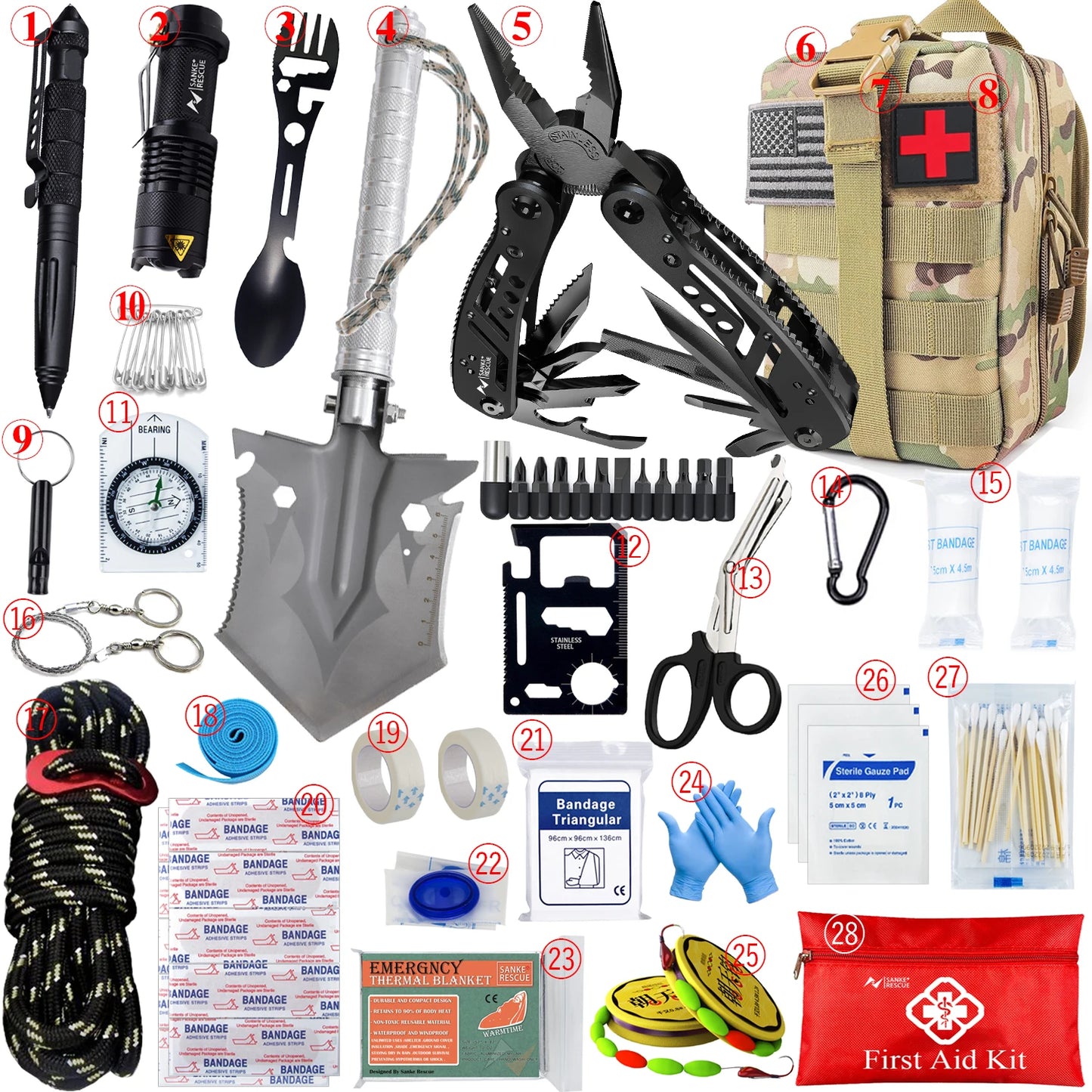 Top-Rated Car Survival First Aid Kit Full Molle Outdoor Emergency Trauma Pack for Camping Hiking IFAK EDC Essentials