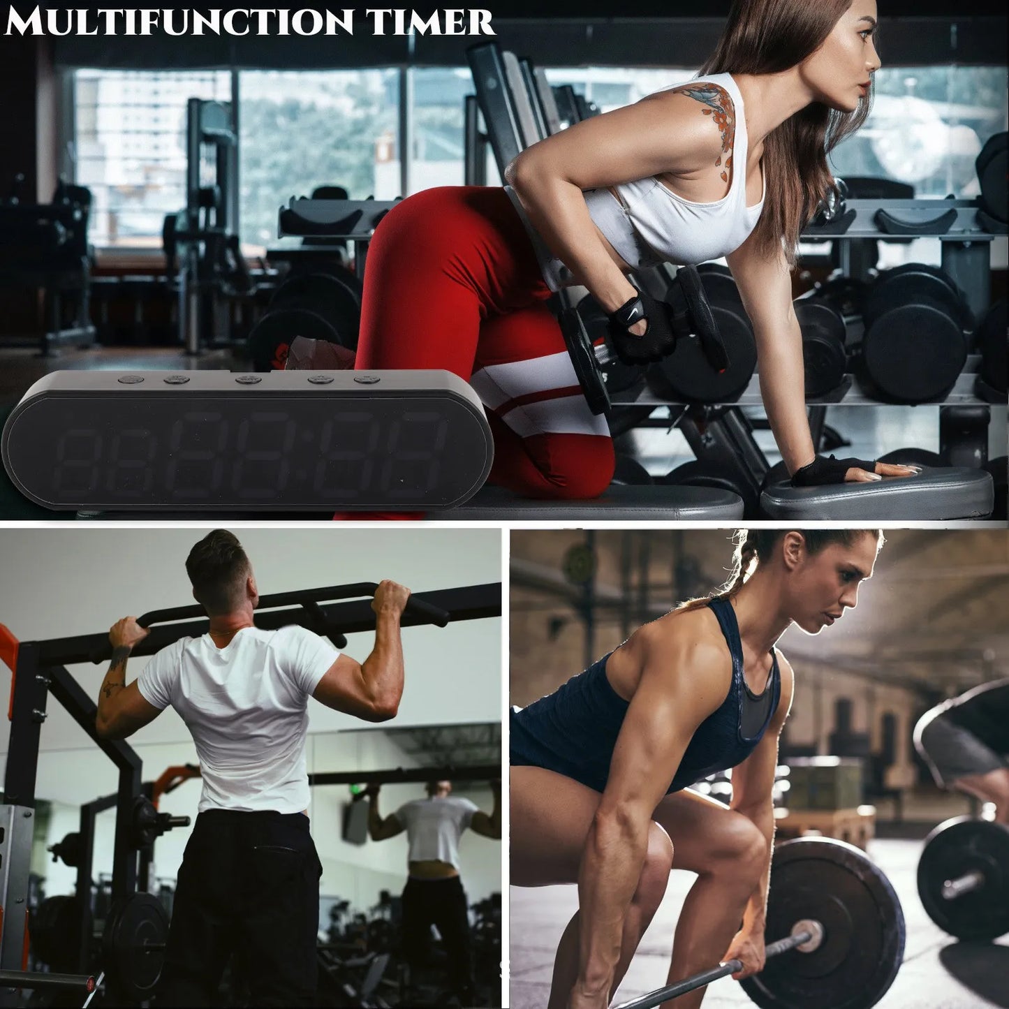 Gym Timer Alarm Clock Gym Timer Portable Gym Timer Multifunctional 1000mAh USB Fitness Sports Interval Workout Timer Alarm Clock