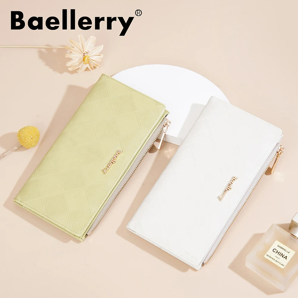 Baellerry Korean Style Small Wallet Women - PU Leather Zipper Pocket, Mini Card Holder for Daily Essentials