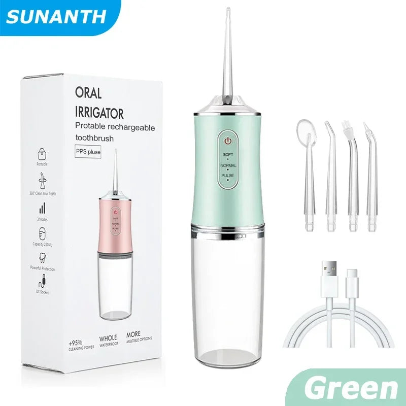 Cordless Water Flosser, Professional Portable Rechargeable Oral Irrigator IPX7 Waterproof with 3 Modes Teeth Cleaning Tool