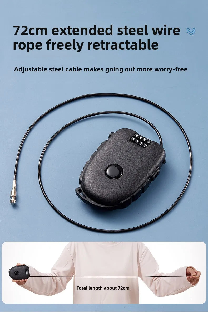 Portable Steel Wire Lock, Stretchable Steel Wire Helmet Lock, Baby Car Lock, Portable Treasure Ruyi Steel Wire Portable Lock
