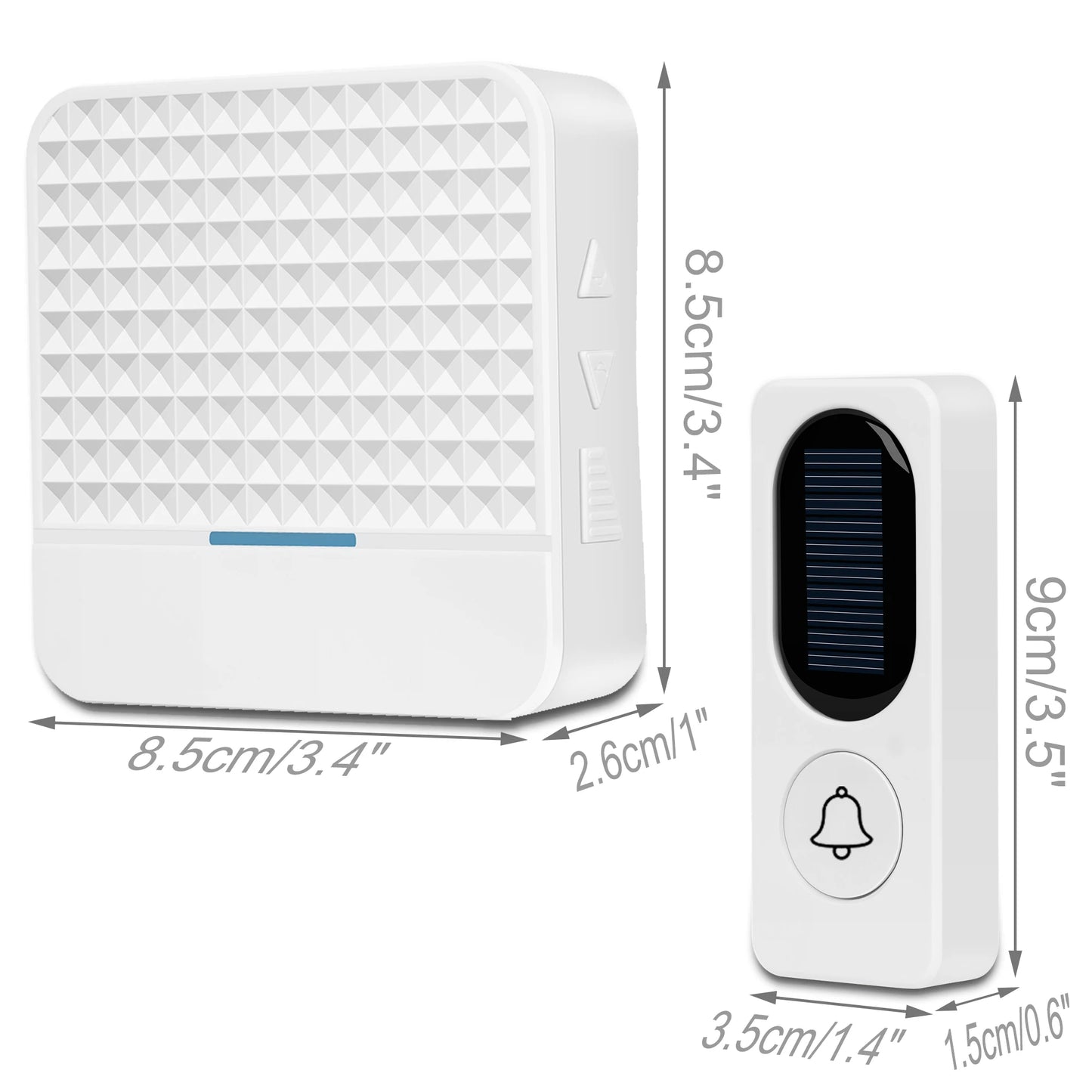 Solar Powered Doorbell, Operating at Over 1000 Feet with 52 Melodies, 4 Volume Levels & Flash Waterproof Door Chime Kit