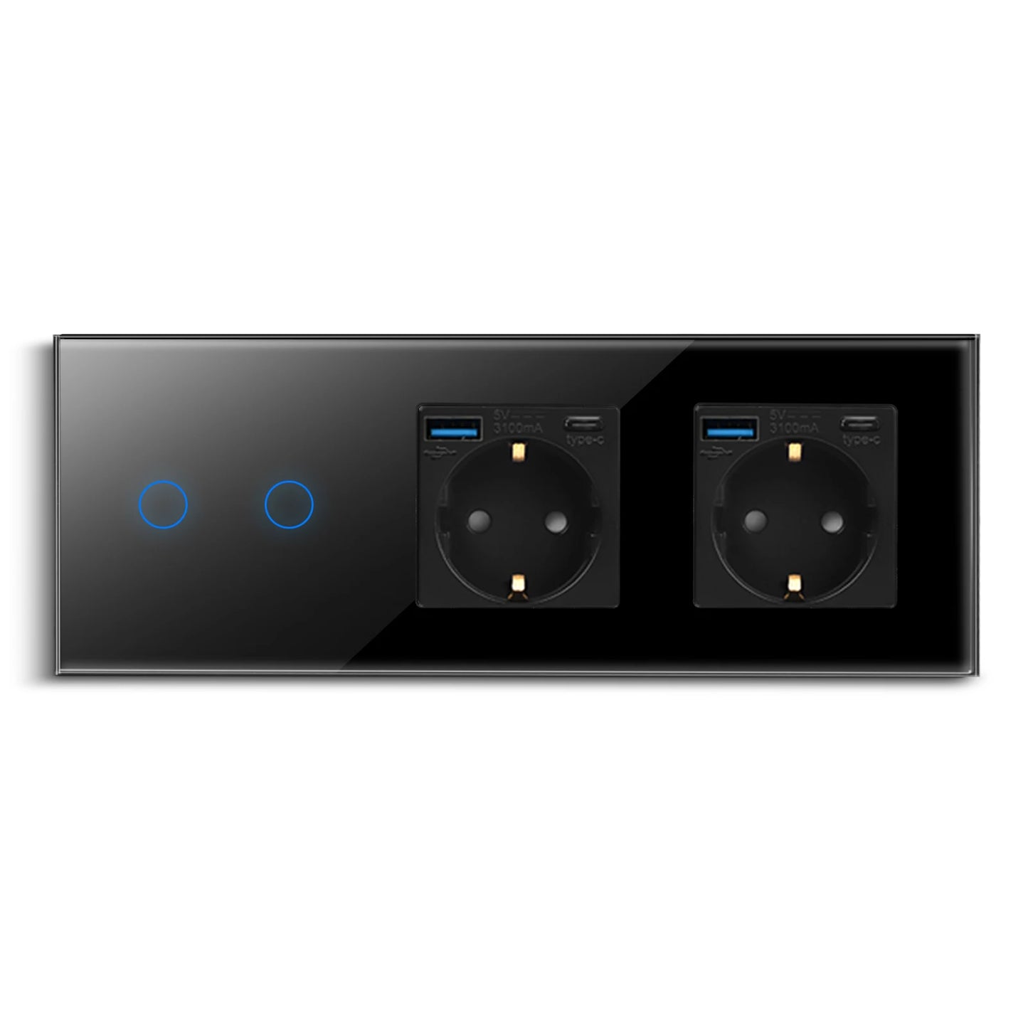 Bingoelec Black Sockets And Switches With Crystal Glass Panel Home Improvement