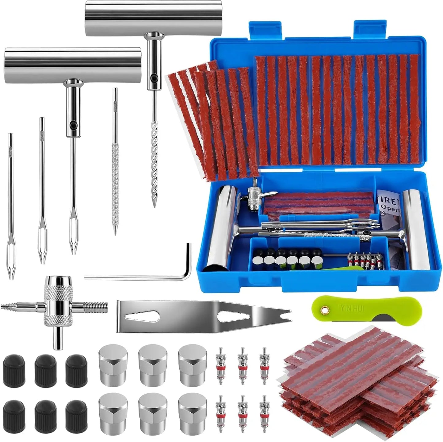Tire Repair Kit 59pcs Heavy Duty Tire Plug Set, Tire Repair Kit,Heavy Duty Tire Plug Kit