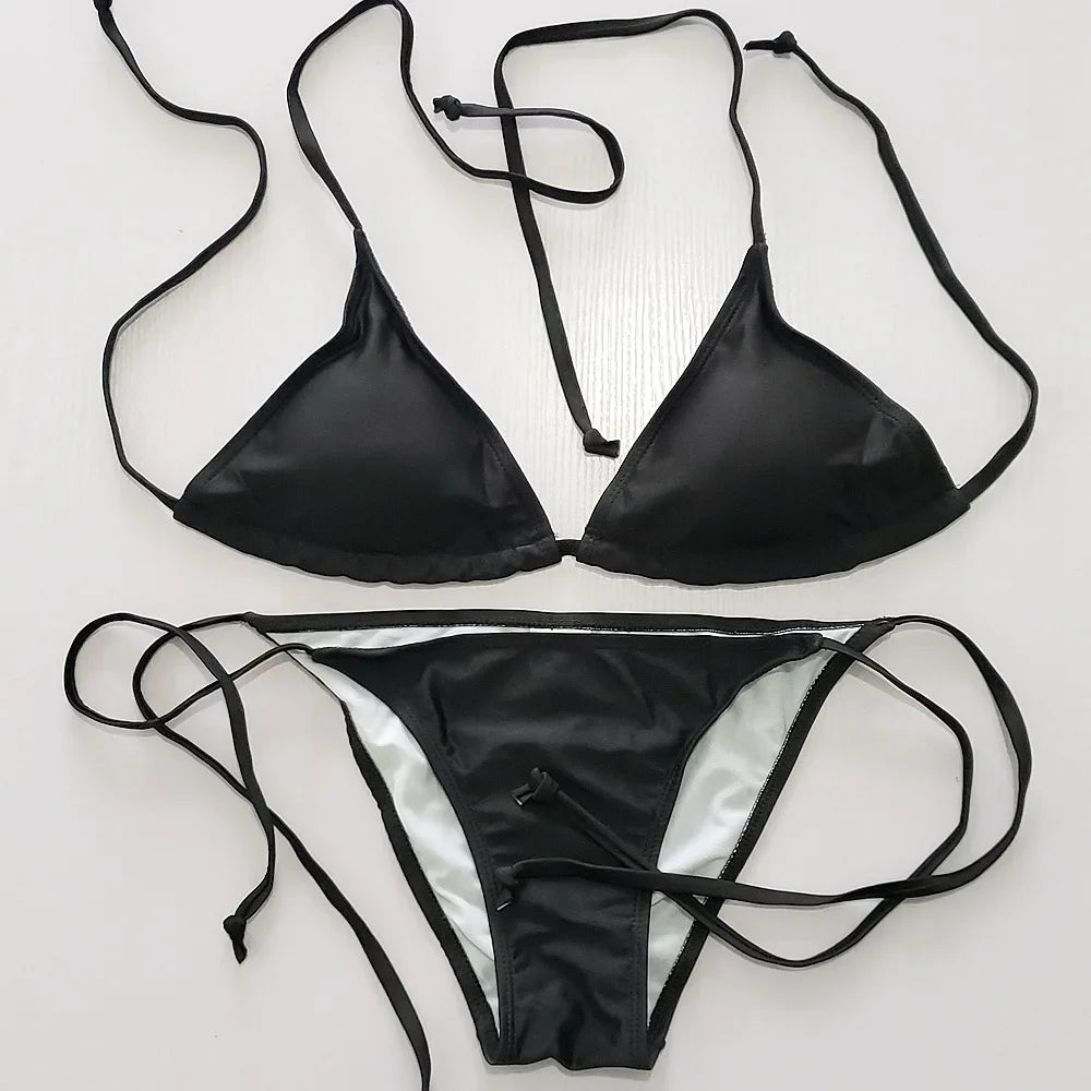 Sexy Solid Bikini Classic Quality Swimsuit Bikini Female Low Waist Plus Size Swimwear Women Beach Mini Bikini Set Bathing Suit